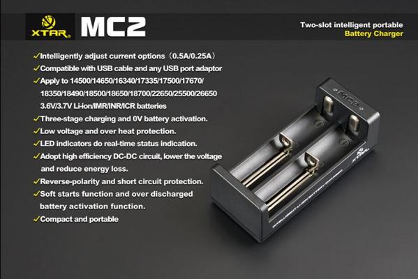 XTAR MC2 Ladegerät, 2-Slot