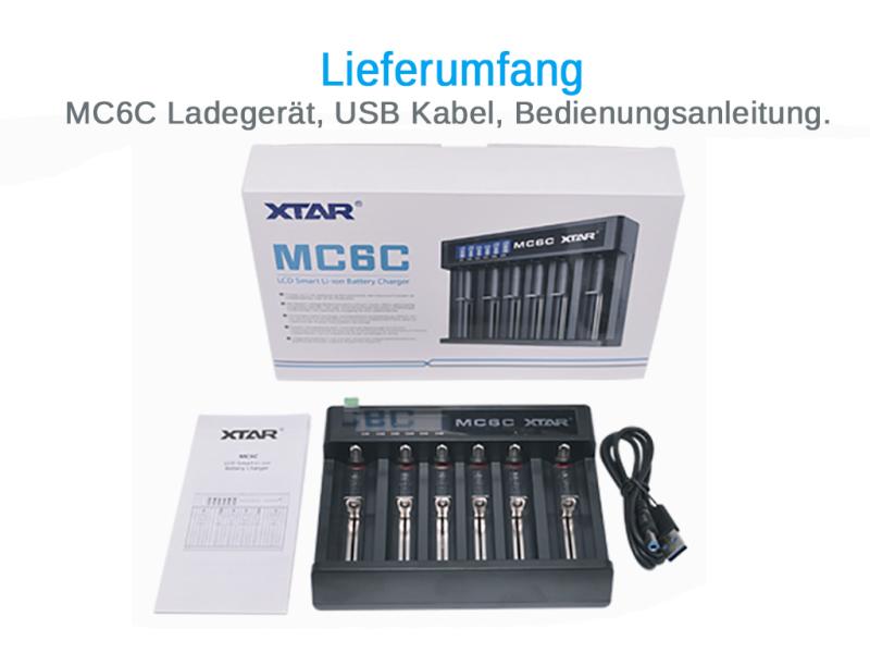 XTAR MC6C Ladegerät 6-Slot mit Display