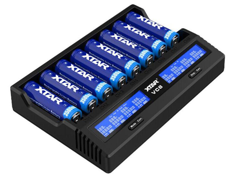 XTAR VC8, Ladegerät 8-Slot mit Display, USB-C (3A)