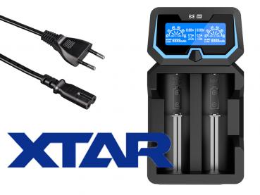 XTAR X2 Ladegerät 2-Slot mit integriertem Netzteil 240 VAC und Display