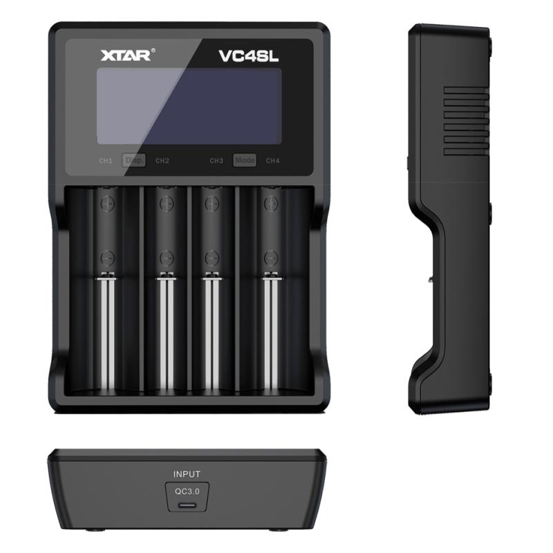 XTAR VC4SL Ladegerät 4-Slot mit Display QC3