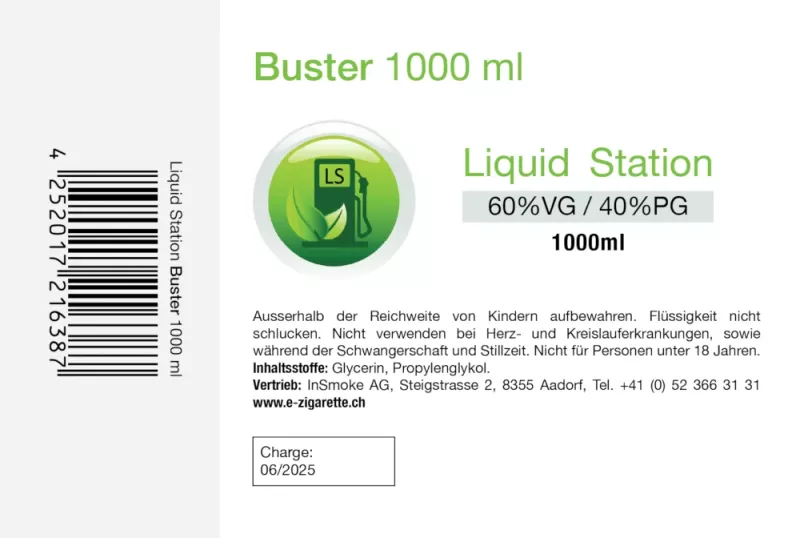 Liquid Station Buster Mix 1000 ml Base 60% VG 40% PG 0mg