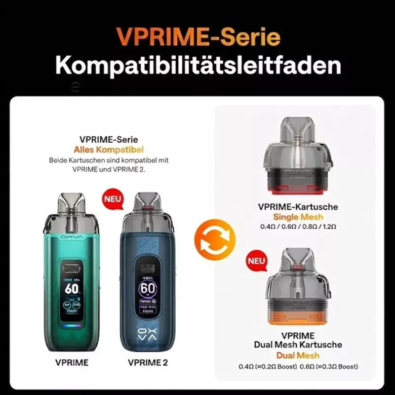 Oxva VPRIME Kartuschen Pod Dual Mesh 6ml Kompatibel