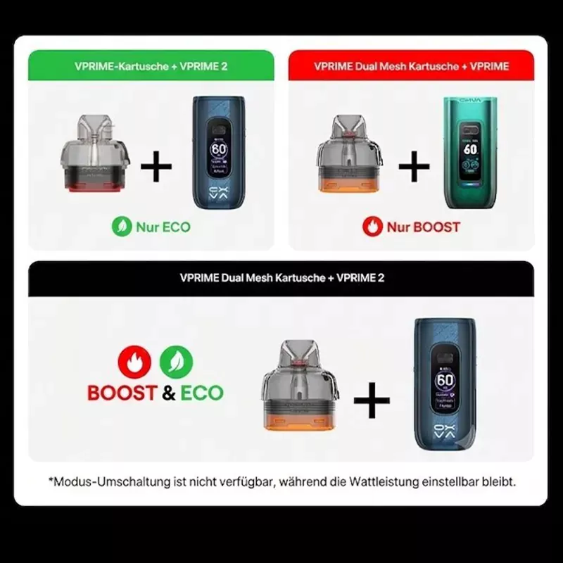 Oxva VPRIME Kartuschen Pod Dual Mesh 6ml Vprime 2 vs Vprime