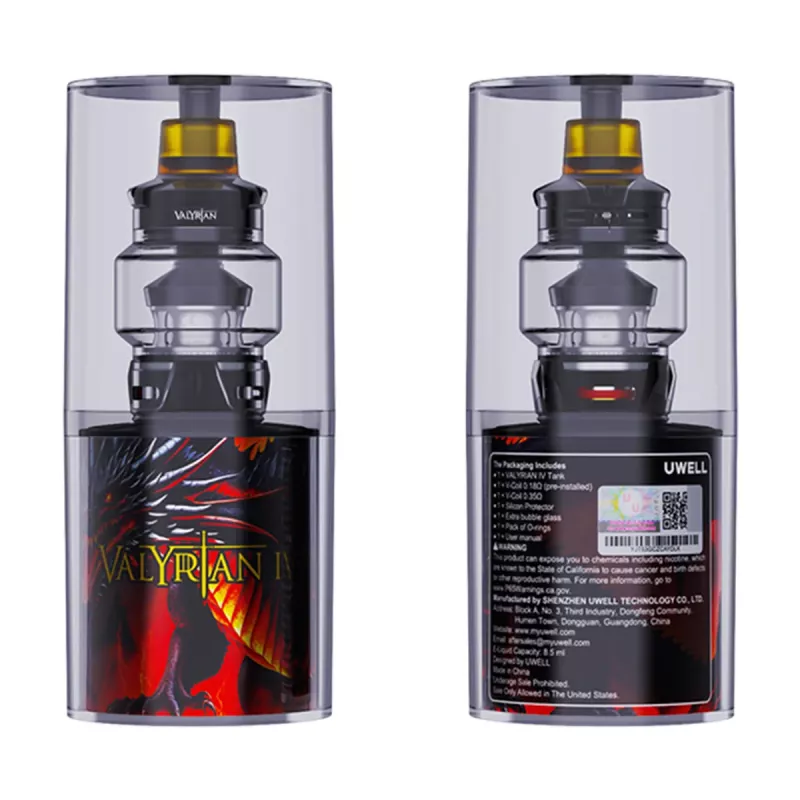 Uwell Valyrian IV Tank 8.5ml 32mm Glossy Black Box