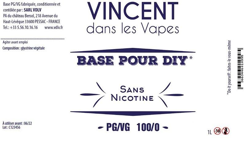 Vincent VDLV Nikotinfreie Base Propylenglycol (PG) 1000 ml