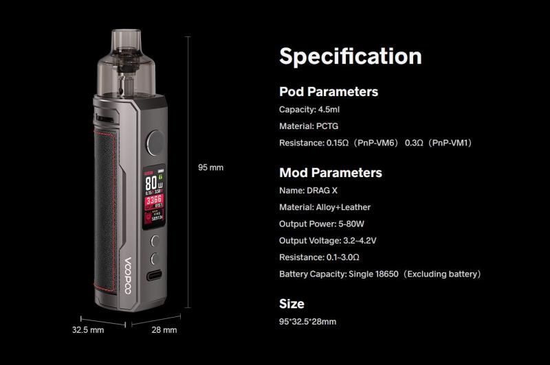 Voopoo DRAG X 18650 Kit 80W 4.5ml