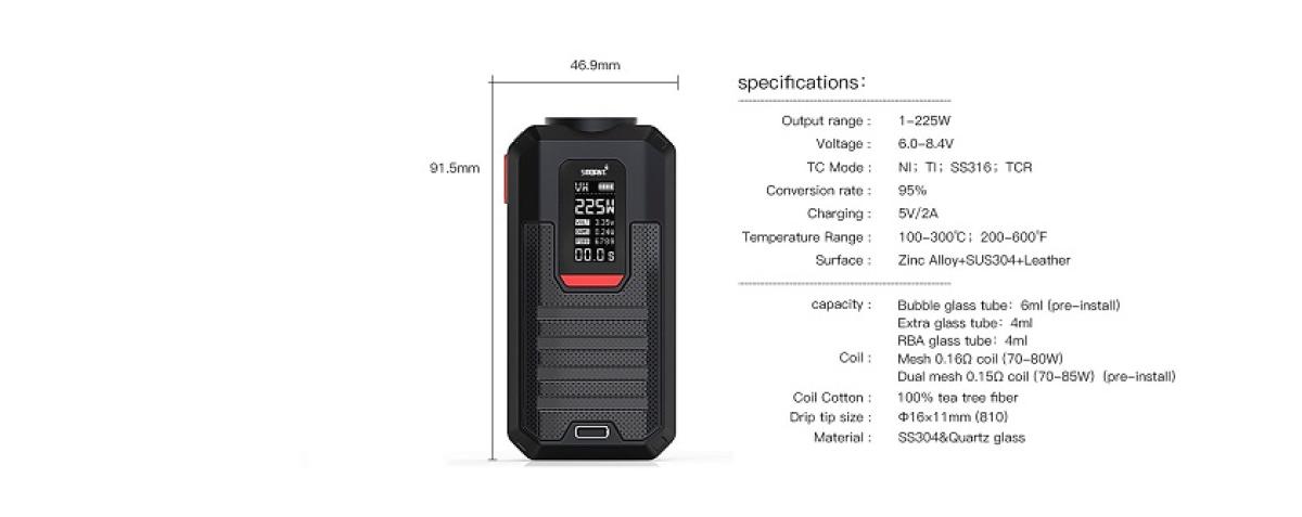 Smoant Ladon Mod. 225W, Akkuträger