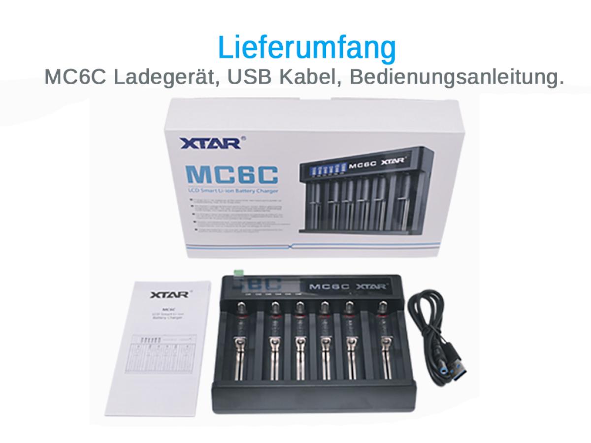 XTAR MC6C Ladegerät 6-Slot mit Display