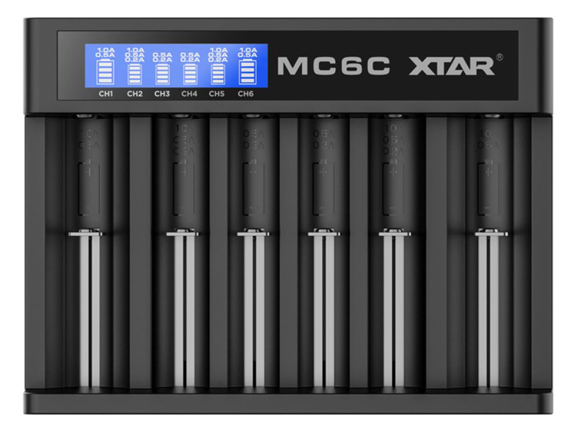 XTAR MC6C Ladegerät 6-Slot mit Display