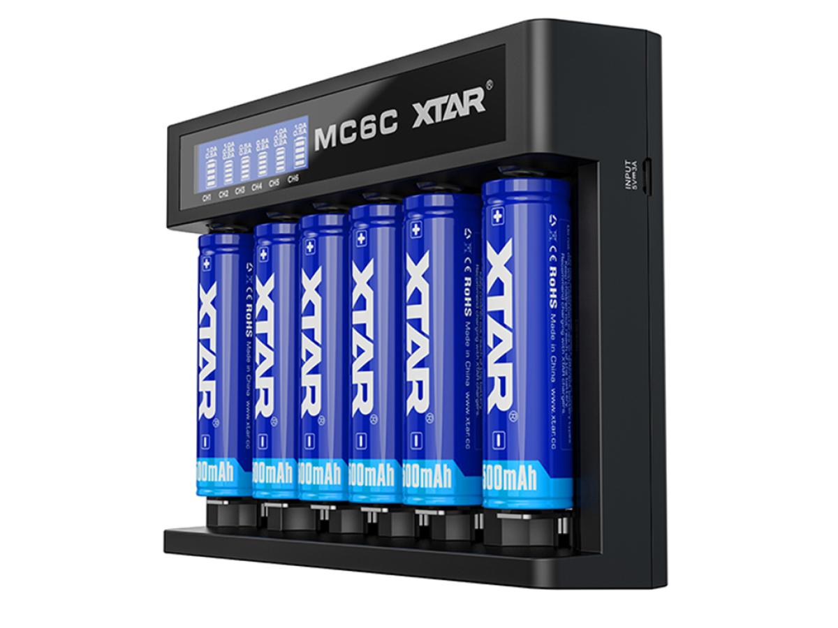 XTAR MC6C Ladegerät 6-Slot mit Display