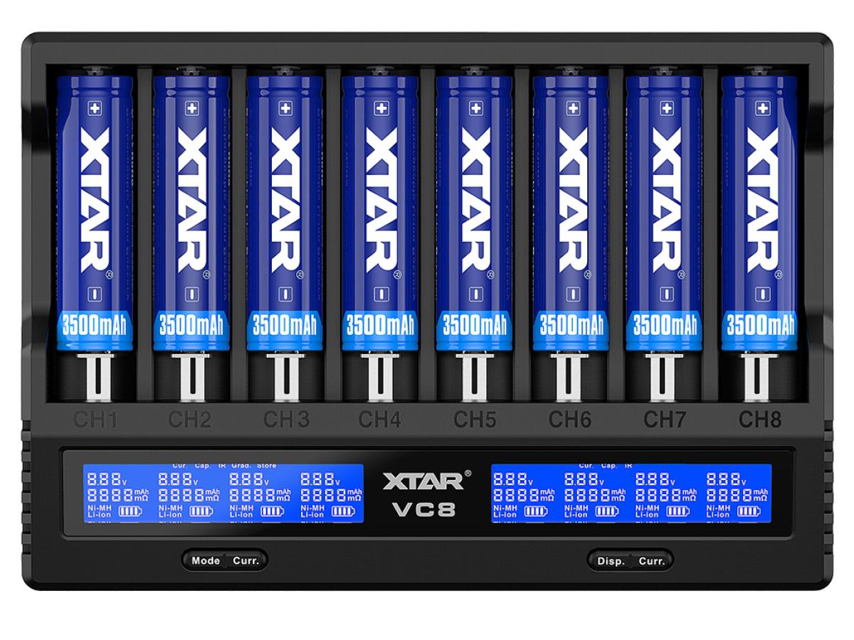 XTAR VC8, Ladegerät 8-Slot mit Display, USB-C (3A)