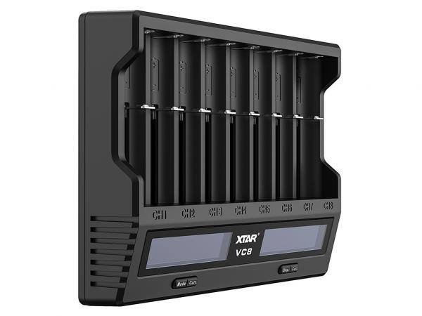 XTAR VC8, Ladegerät 8-Slot mit Display, USB-C (3A)