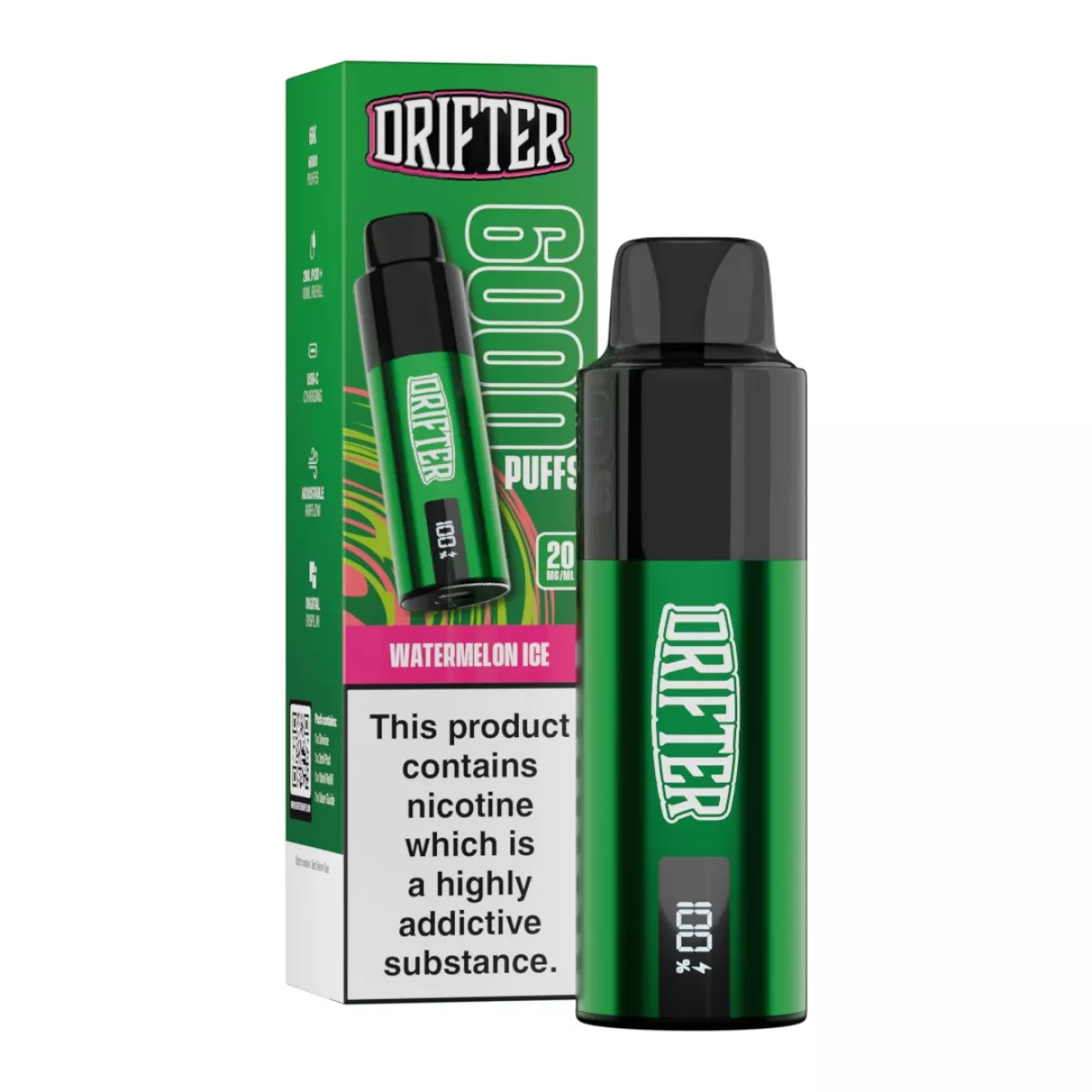 Drifter Bar 6000 Pod Kit V2 - 20mg/ml 12ml Watermelon Ice