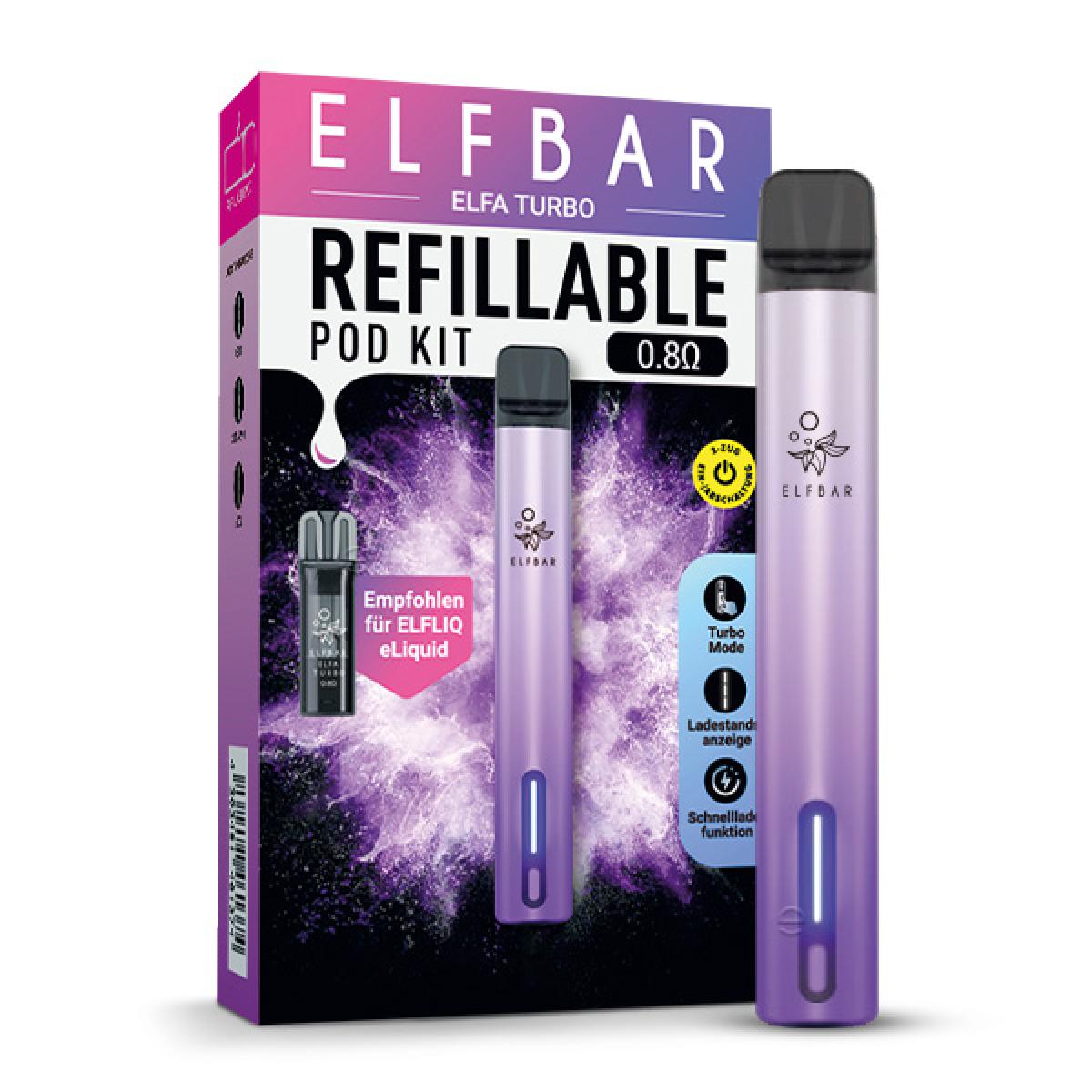 ELFBAR ELFA TURBO KIT 20mg/ml 550mAh 600 Züge Aurora Purple
