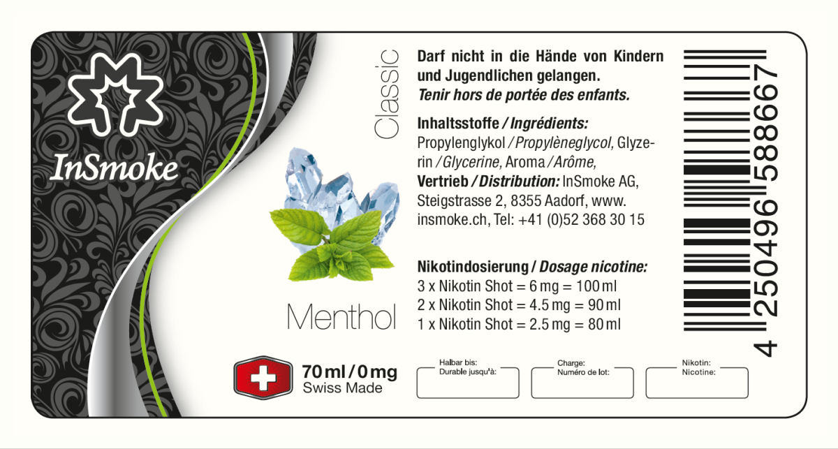 InSmoke, Menthol, 70ml