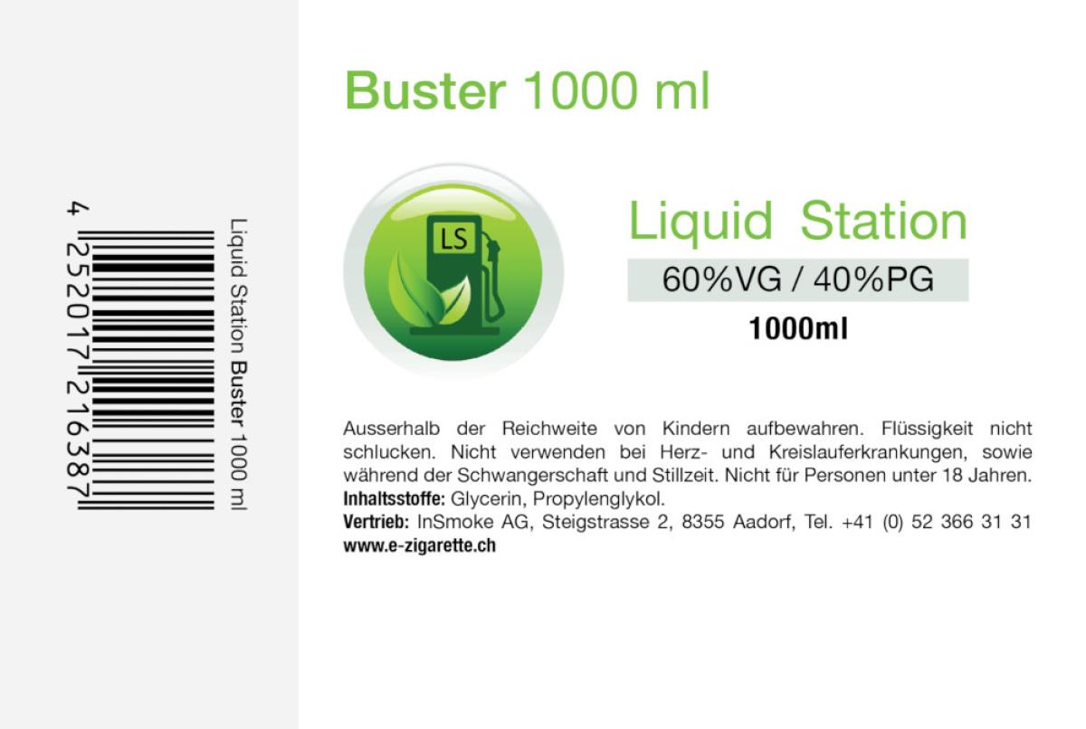 Liquid Station Buster Mix 1000 ml Base 60% VG 40% PG 0mg