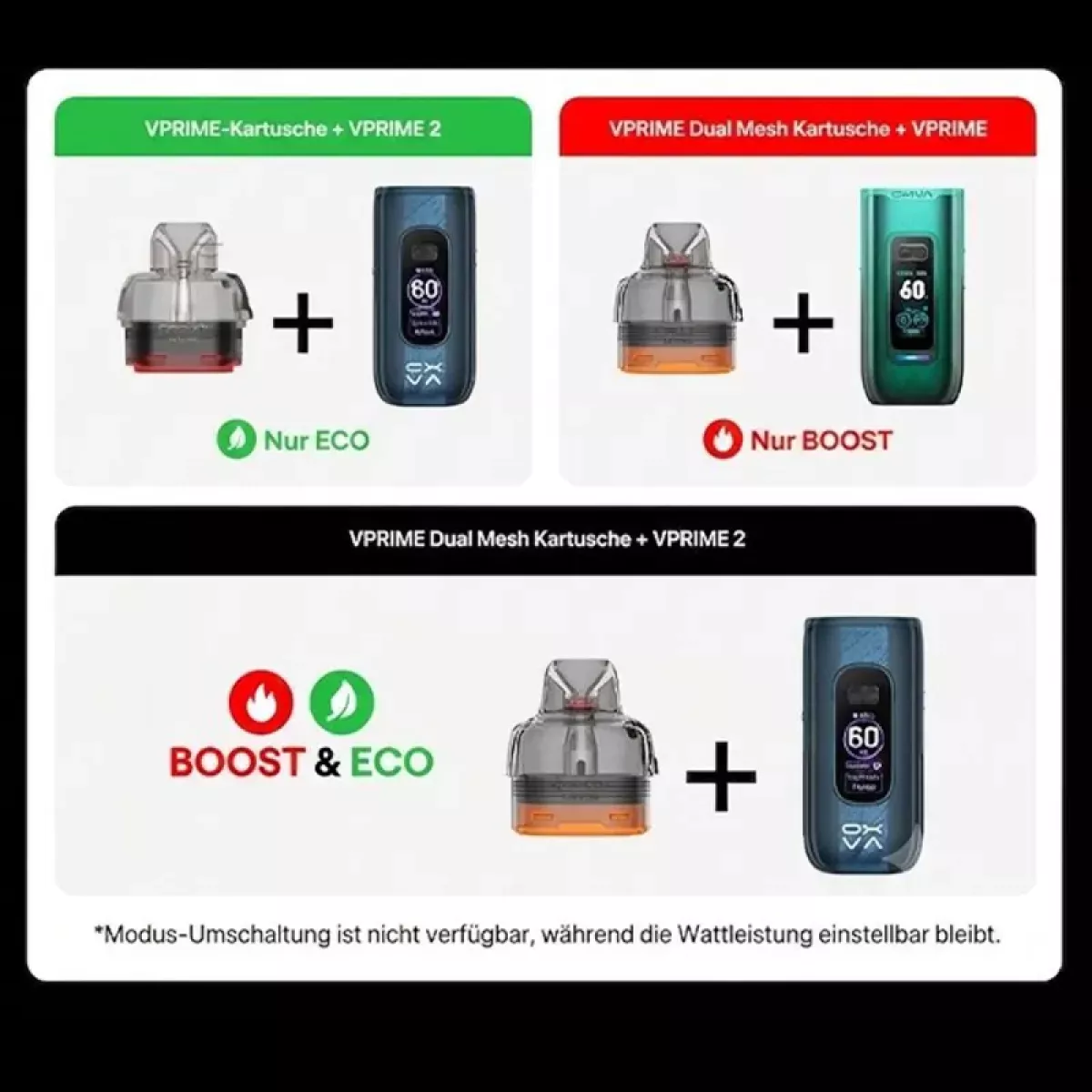 Oxva VPRIME Kartuschen Pod Dual Mesh 6ml Vprime 2 vs Vprime