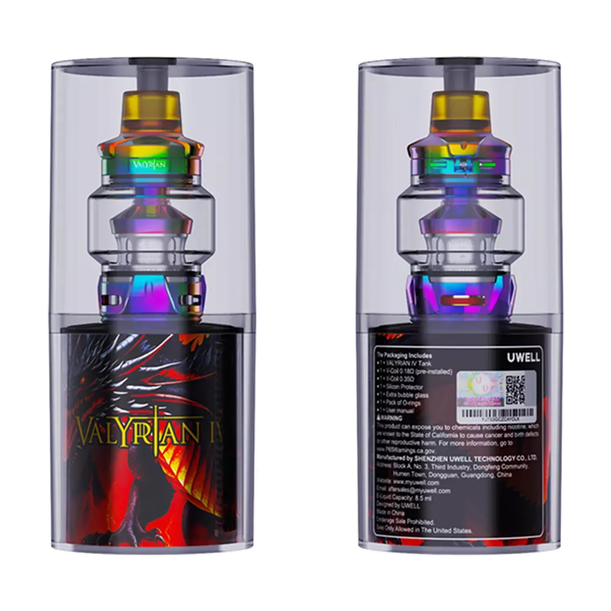 Uwell Valyrian IV Tank 8.5ml 32mm Neon Rainbow Box