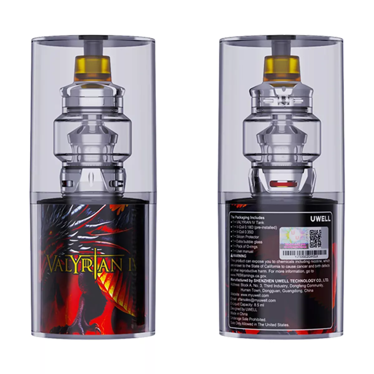 Uwell Valyrian IV Tank 8.5ml 32mm Stainless Steel Box
