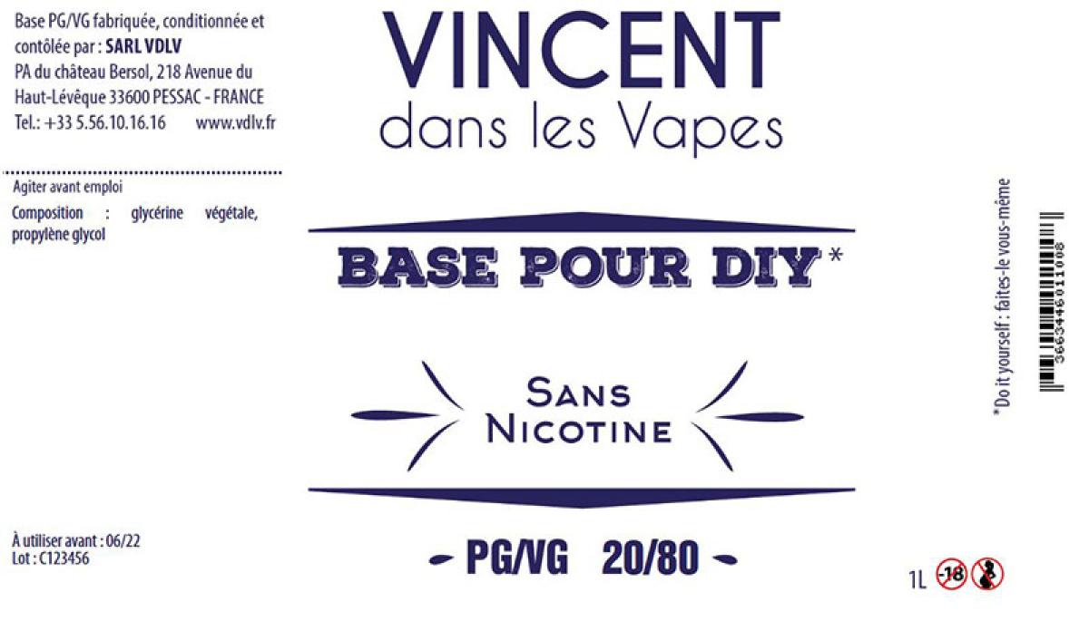 Vincent VDLV Nikotinfreie Base VG/PG 80/20 1000 ml