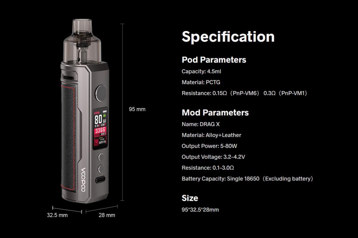 Voopoo DRAG X 18650 Kit 80W 4.5ml
