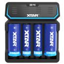 XTAR D4 Ladegerät 4-Slot mit integriertem Netzteil 240 VAC